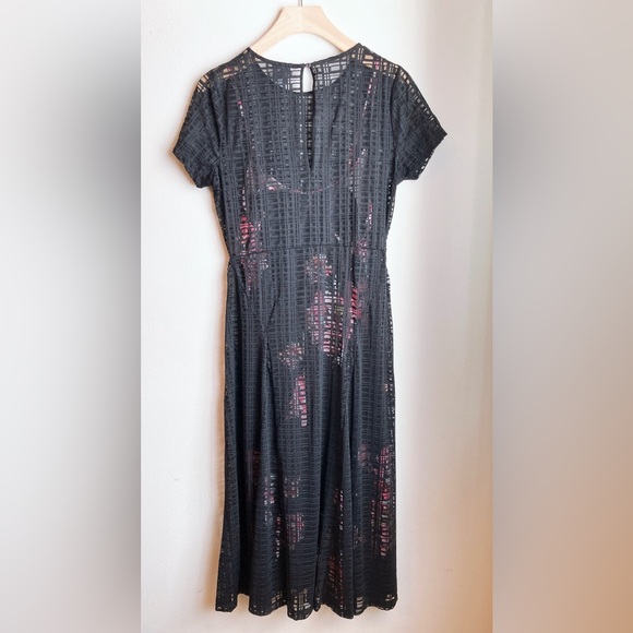 Johnny Was Jade black plaid shortsleeve midi A-line Dress Wedding Party Guest - Picture 3 of 16